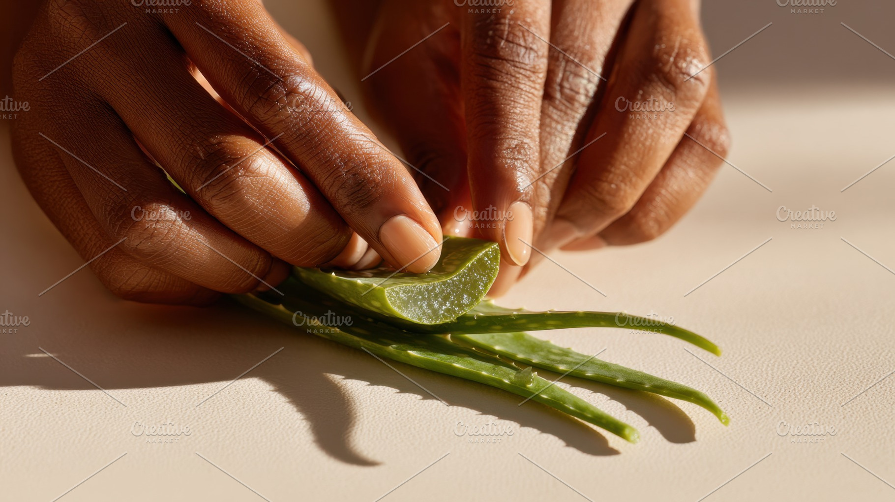 Cutting aloe vera leaves for use, a Photo by Beautiful things