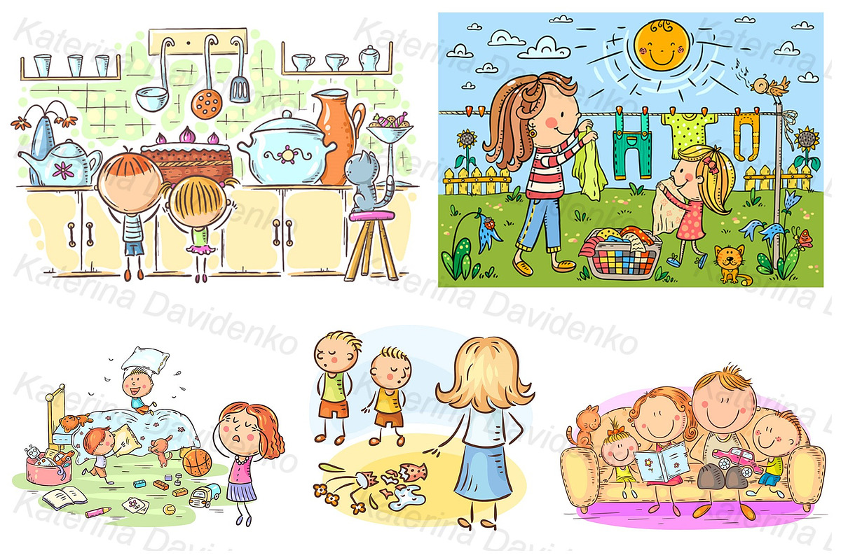 Family clipart set life scene bundle, a Healthcare Illustration by Bubert Art (Photo 4 of 7)