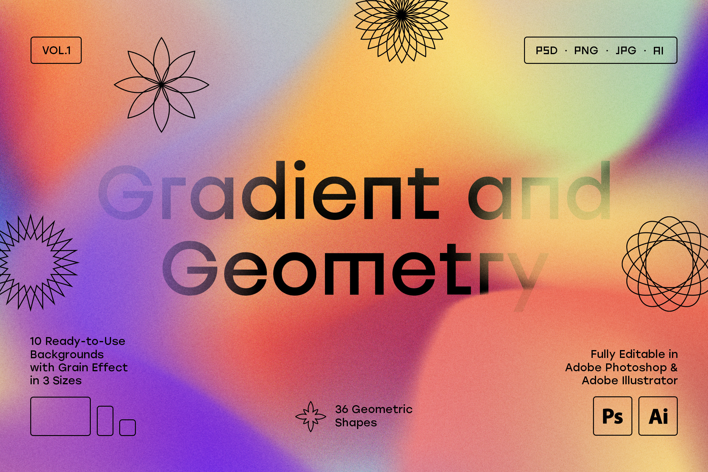 Gradient and Geometry Backgrounds, a Texture Graphic by Andrew Skoch Design