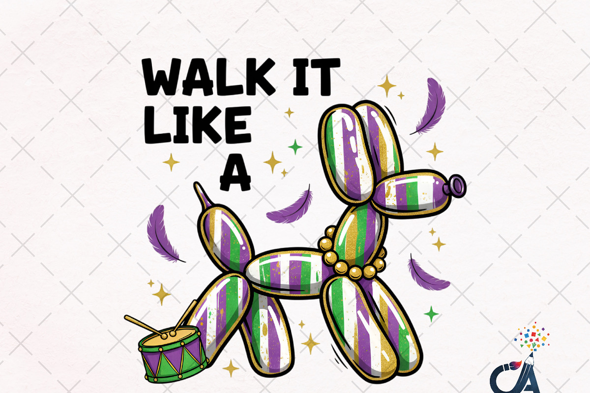Walk it Like a Dog Mardi Gras PNG, an Illustration by Creative Art (Photo 1 of 6)