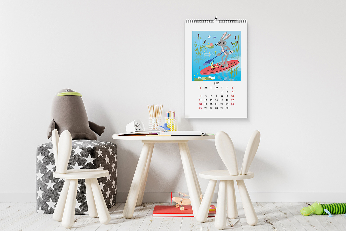 2028 Kids Calendar Rabbit & Bird, an Animal Illustration by Natali_Zhy (Photo 5 of 7)