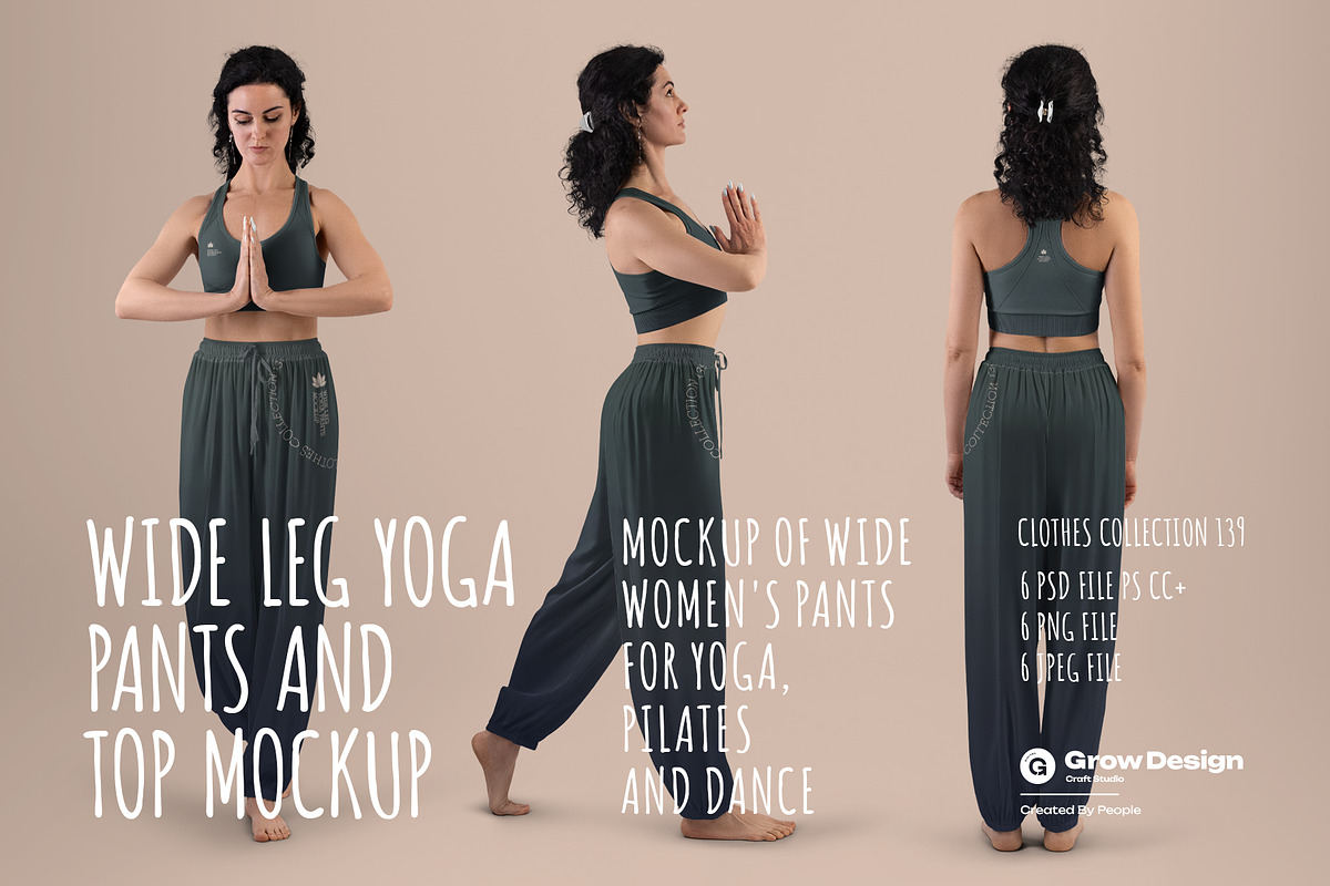 Wide Leg Pants Mockups and Top Yoga, a Bottom Mockup by Grow Design Craft Studio (Photo 1 of 7)