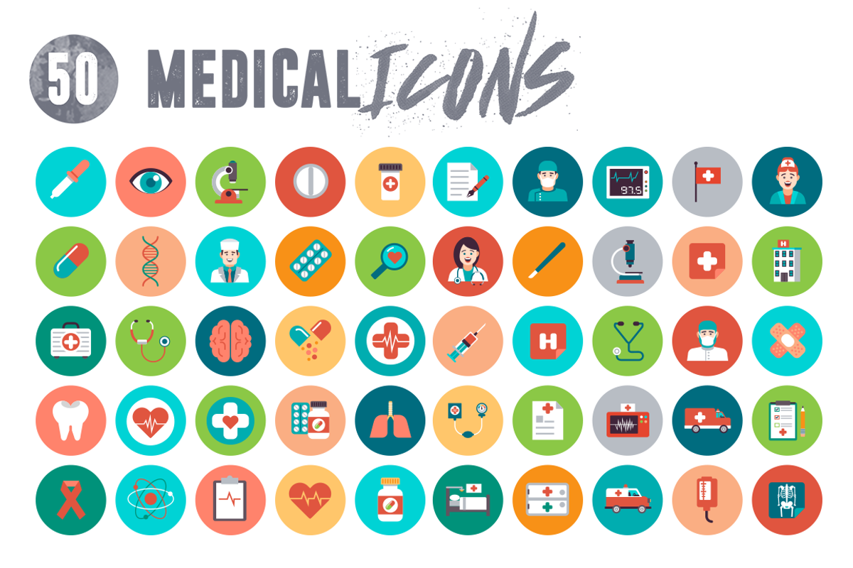 50 Medical Flat Icons, an Outline Icon by Dighital (Photo 5 of 6)