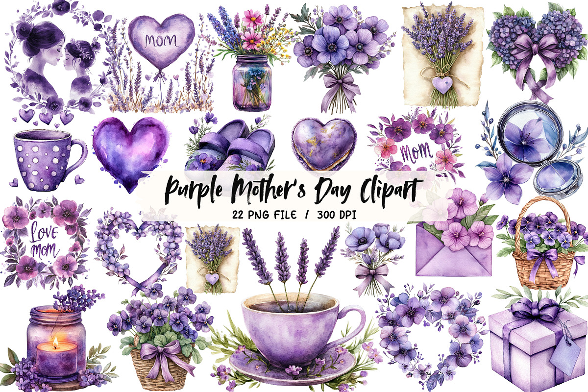 Purple Mother's Day Sublimation Clip, an Illustration by Libby Wishes (Photo 1 of 6)