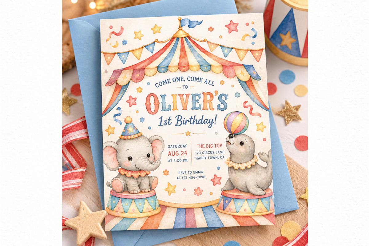 Watercolor Circus Animals Clipart, an Animal Illustration by Villa 11 Estudio (Photo 5 of 6)