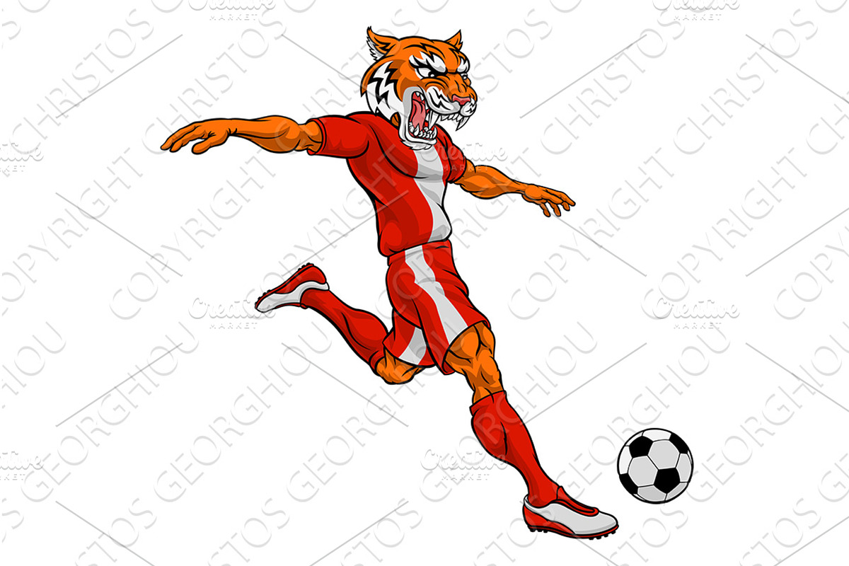 Tiger Soccer Football Player Animal, a Sport Illustration by Christos Georghiou