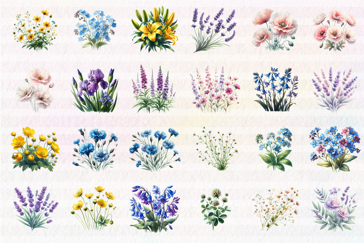 Wild Flowers,Spring Flowers Png, an Illustration by CreationArt (Photo 5 of 5)