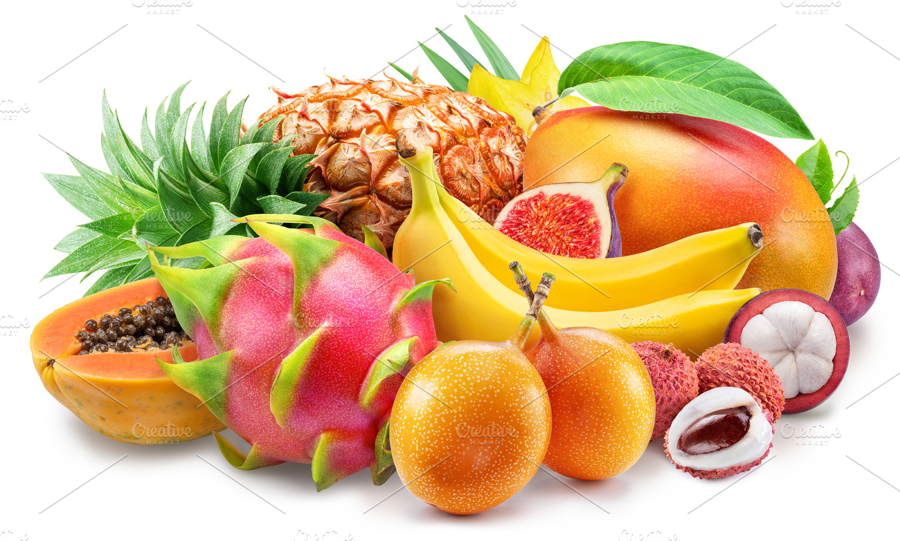 Fresh exotic tropical fruits, a Food & Drink Photo by Volff