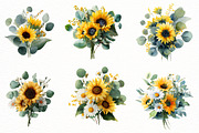 watercolor sunflower clipart, an Illustration by Designworld (Thumbnail 3 of 6)