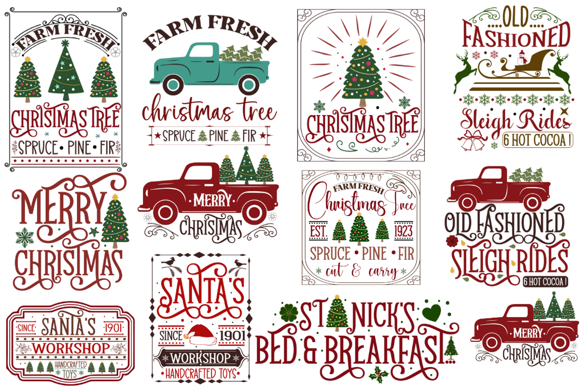 Farmhouse Christmas Sign SVG Bundle