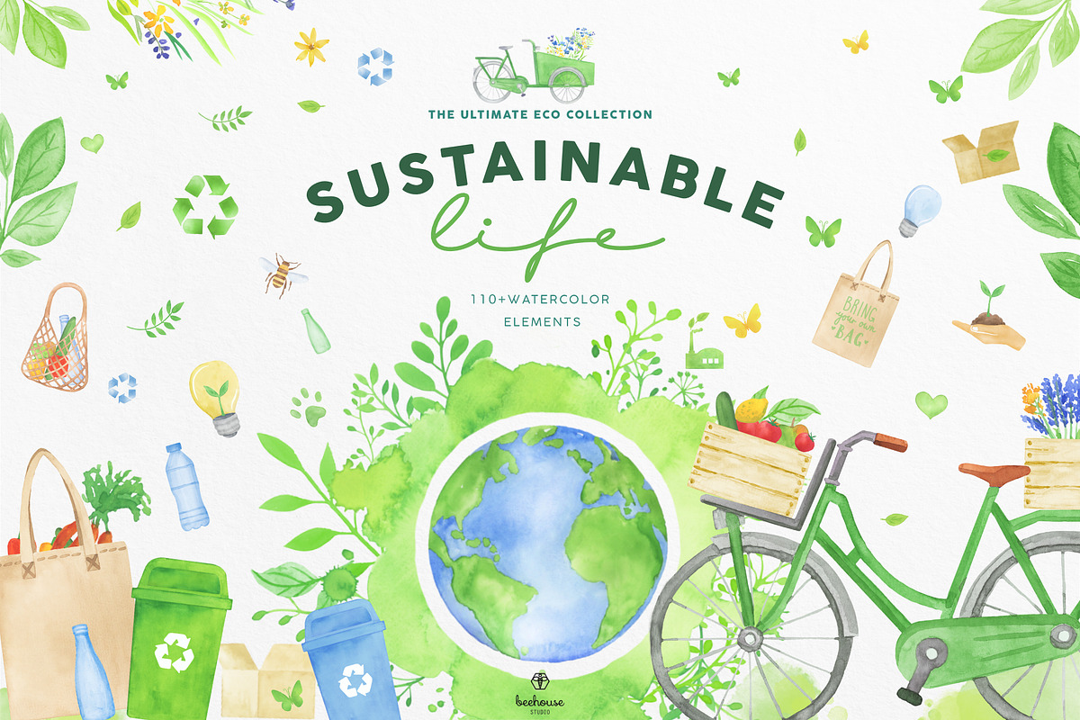 Sustainable Eco Lifestyle Collection, an Object Illustration by beehouse studio (Photo 1 of 9)