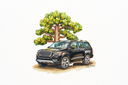 Hyperrealistic Truck and Trees, a Transportation Illustration by New-School-Wave (Thumbnail 2 of 5)