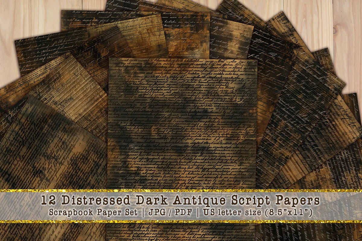 Distressed Dark Antique Script Paper, a Background Graphic by V Design Creator (Photo 1 of 12)