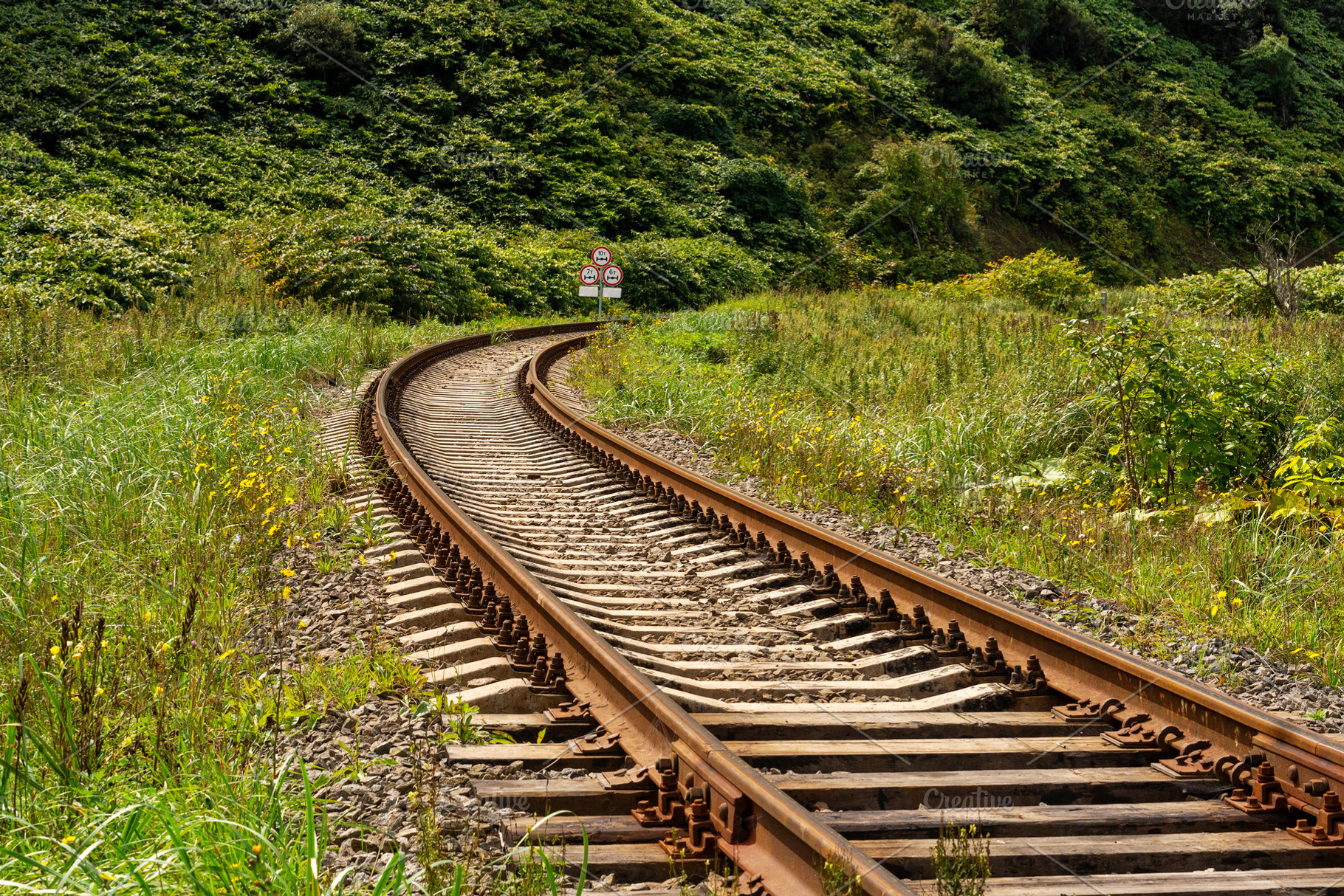 Curving railway track cutting, an Industrial Photo by Elena Vagengeim