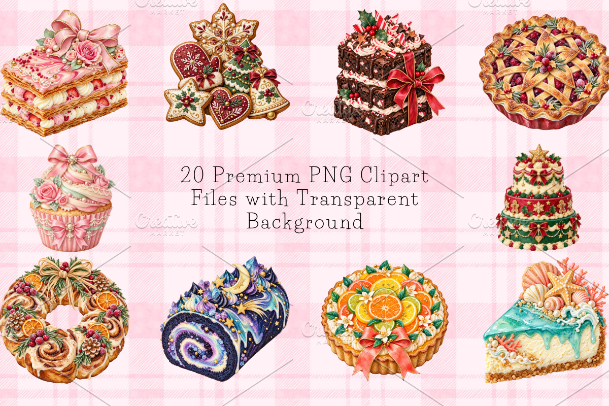 Christmas Bakery Watercolor Cliparts, a Food Illustration by Ink Gallery (Photo 5 of 13)