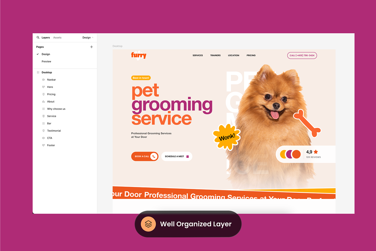 Pet Grooming Service Landing Page, a Landing Page Template by SLAB! Design (Photo 2 of 3)
