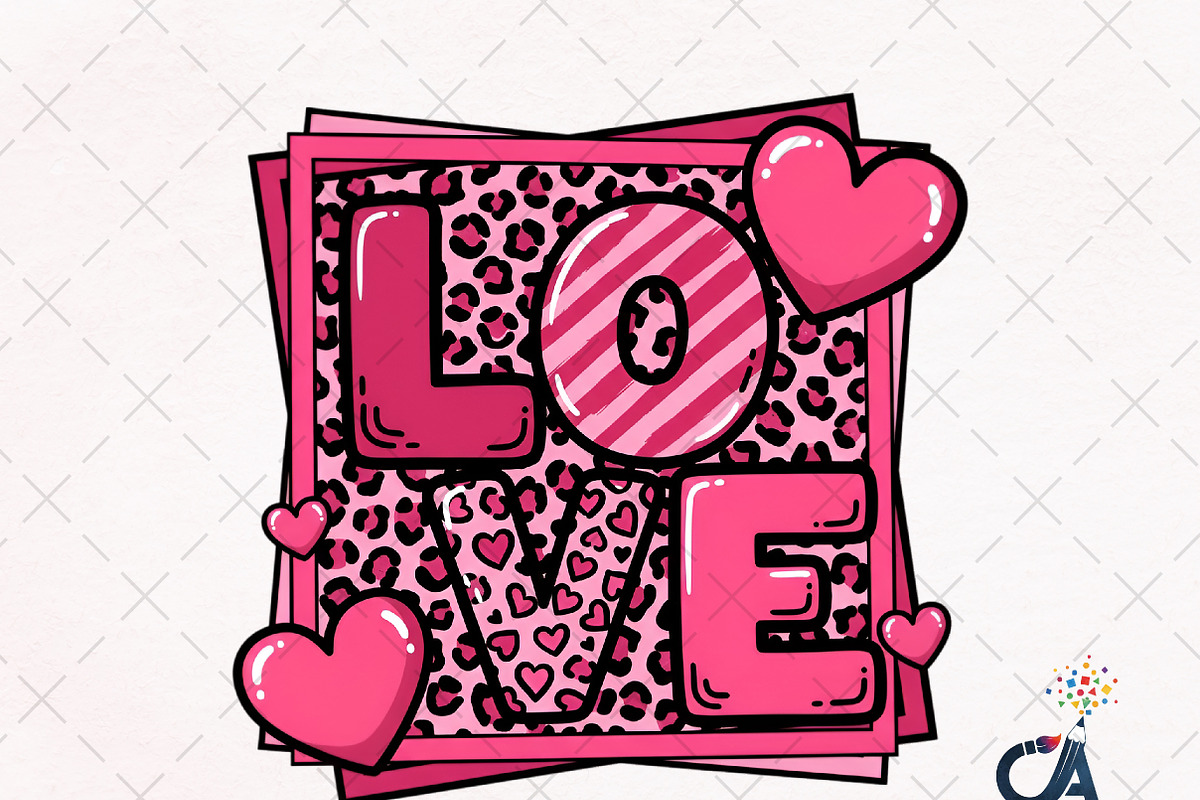 Valentine's Day Love leopard frame, an Illustration by Creative Art (Photo 1 of 6)