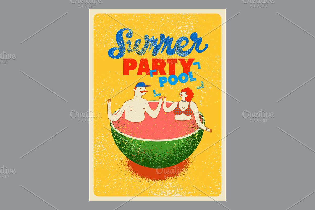 Summer Pool Party vector posters., a Seasonal Illustration by PoPaShop (Photo 3 of 3)