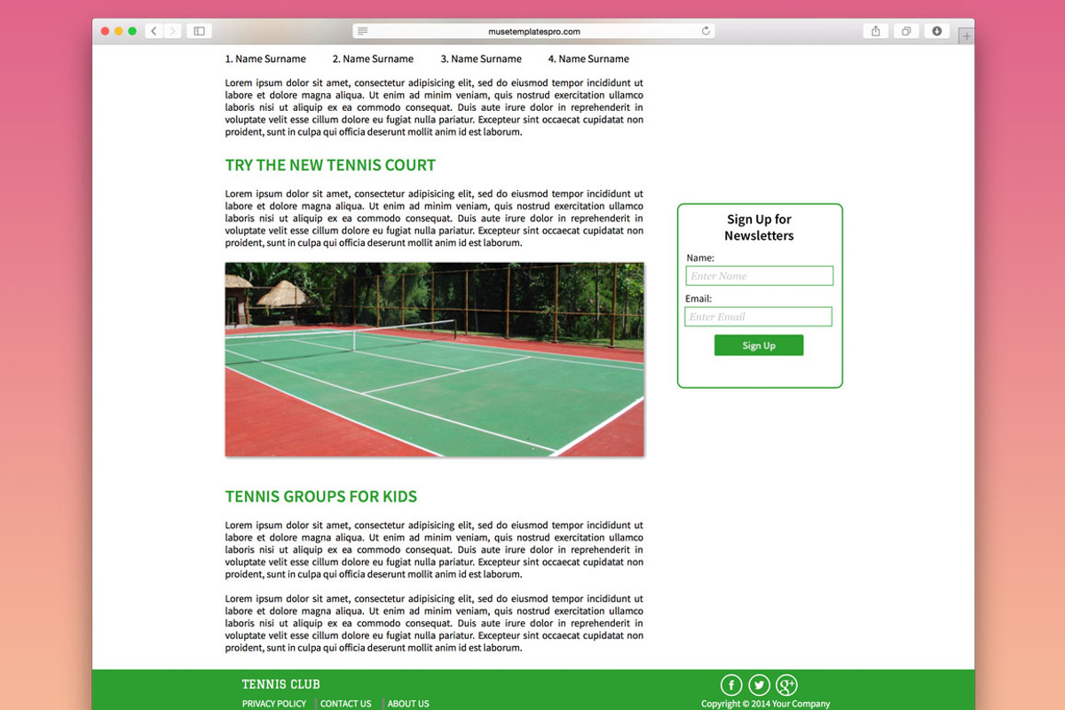 Tennis Adobe Muse Template, a Websites & App Template by MuseTemplatesPro (Photo 4 of 5)