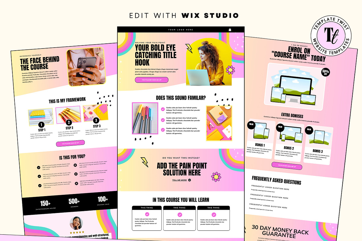Colorful Wix Studio Sales Page, a Wix Template by Template Twist Shop (Photo 2 of 10)