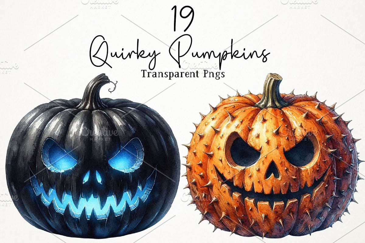 Quirky Pumpkins PNG Clipart, a Seasonal Illustration by RobertsArt (Photo 1 of 7)
