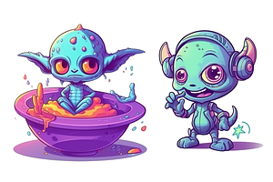 Cute Alien Clipart Bundle