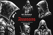 10 Bundle Dark Art Assassins Killer, an Illustration by Morspective (Thumbnail 1 of 7)