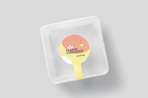 Square Plastic Box Label Mockups