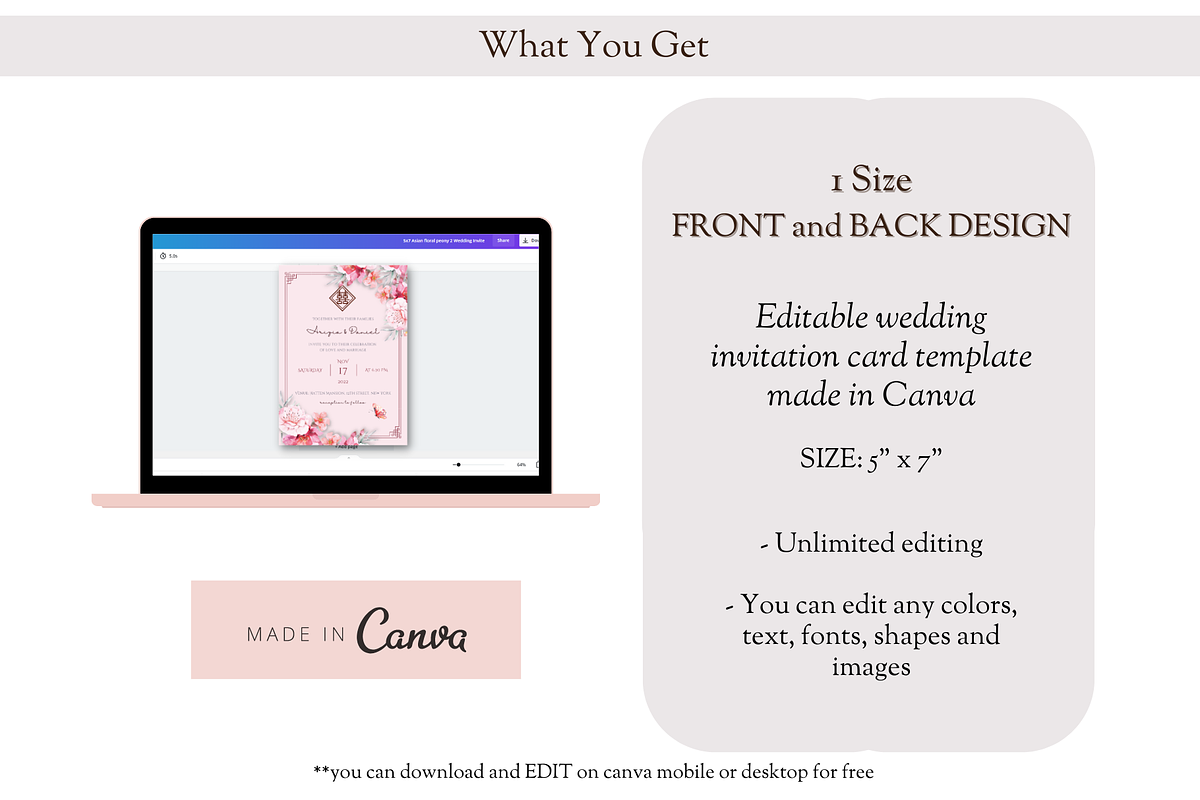 Asian Floral Wedding Invite - B5A, an Invitation Template by YeeqsWedding (Photo 2 of 5)