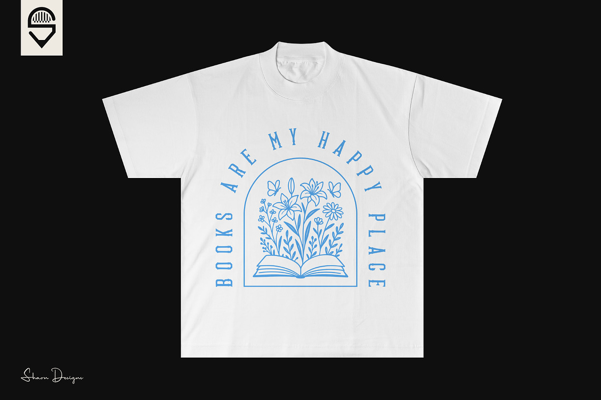 Floral Book Lover, T-shirt Design, a Graphic by shaondesigns (Photo 2 of 4)