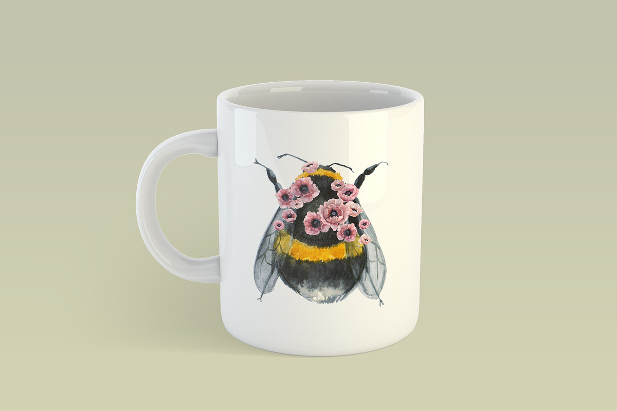 Watercolor clipart. Bee clipart png, a Decorative Illustration by KomtsyanTatyanaArt (Photo 3 of 4)