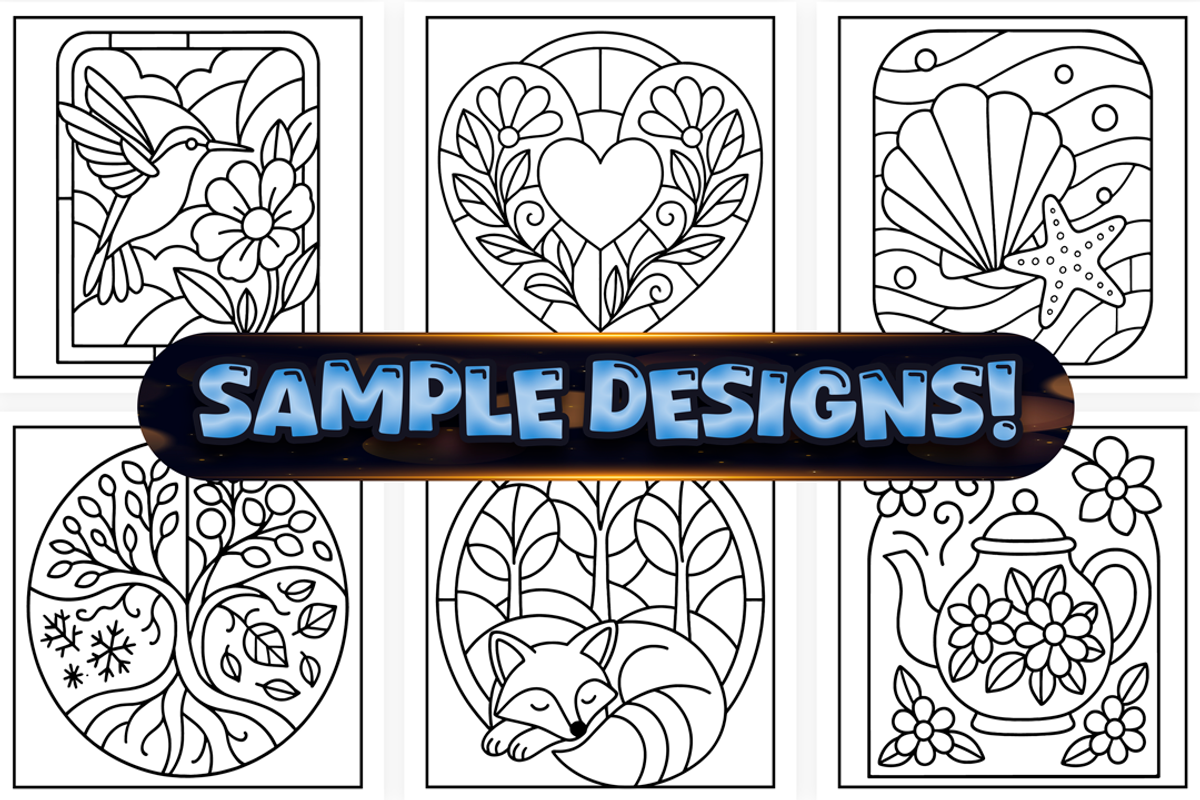 Easy Stained Glass Patterns Coloring, an Education Illustration by Craftsbeefy (Photo 3 of 4)