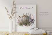 Watercolor Floral Pumpkin Clipart., a Decorative Illustration by VetaDesign (Thumbnail 5 of 10)