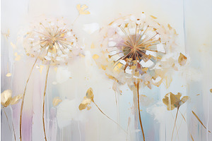 Abstract Floral Gold Foil Dandelions, an Illustration by Lermont51