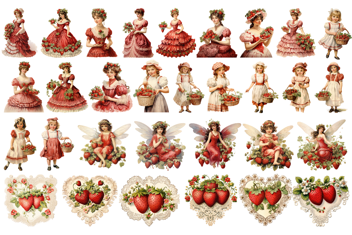 Vintage Strawberry Clipart, an Object Illustration by Digital Xpress (Photo 3 of 7)