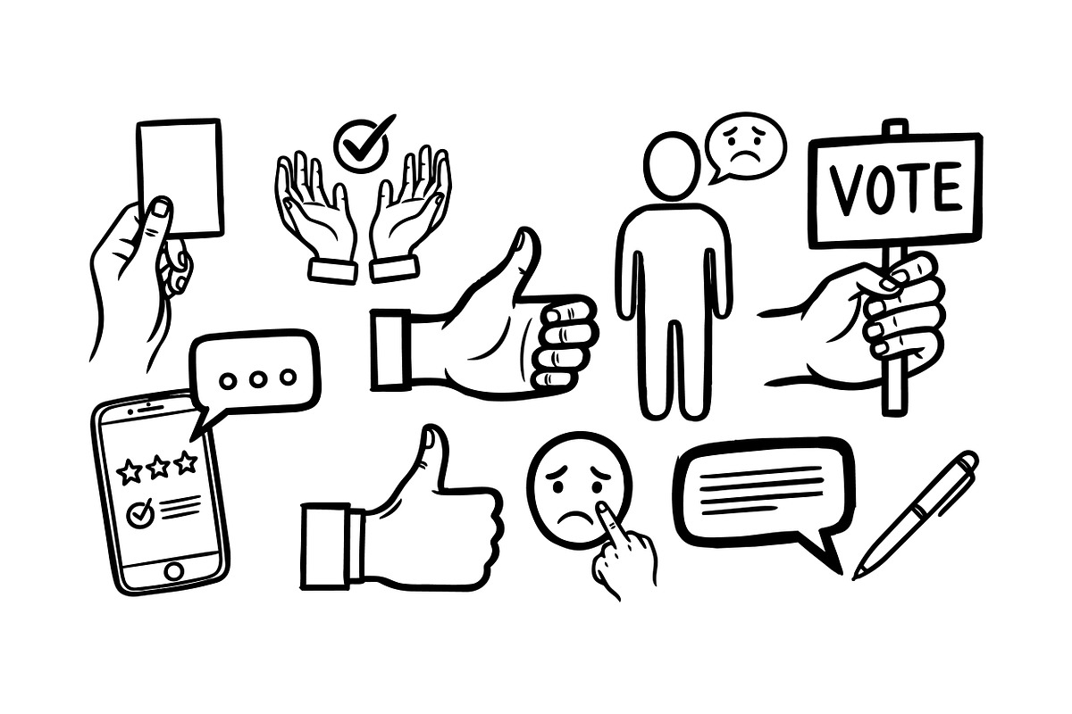 Hand Drawn Voting Icon Set, an Illustration by designvectx (Photo 2 of 3)