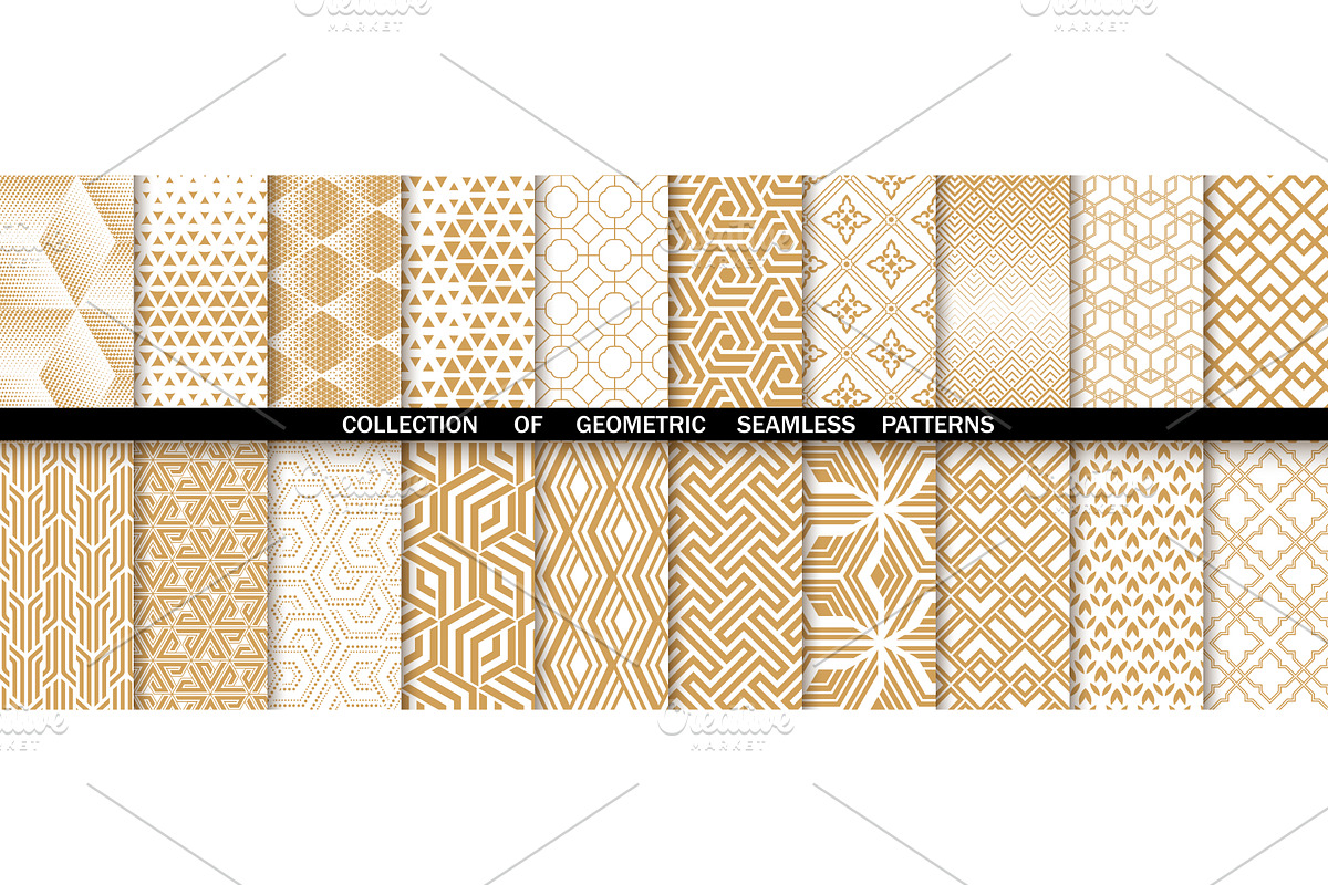 Geometric set of seamless gold and, a Pattern Graphic by RODINA