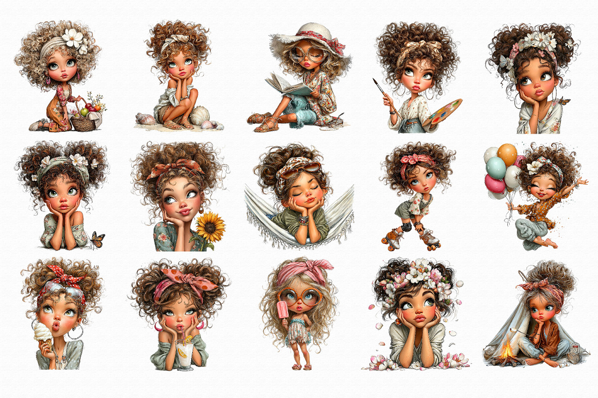 Watercolor Summer Girls Clipart, an Illustration by Libby Wishes (Photo 7 of 7)
