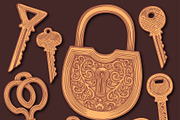 Design set Keys. Vector engraving, a Decorative Illustration by Vector Engraving (Thumbnail 3 of 4)