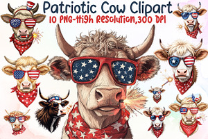 4th of July Heifer Png, Patriotic Co, an Illustration by Sublimation Artist