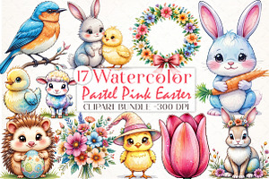 Pastel Pink Easter Watercolor Clipar, an Illustration by Libby Wishes