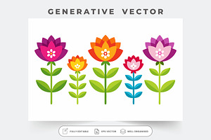 A vibrant collection of floral icons, a Graphic by Iftikhar Alam
