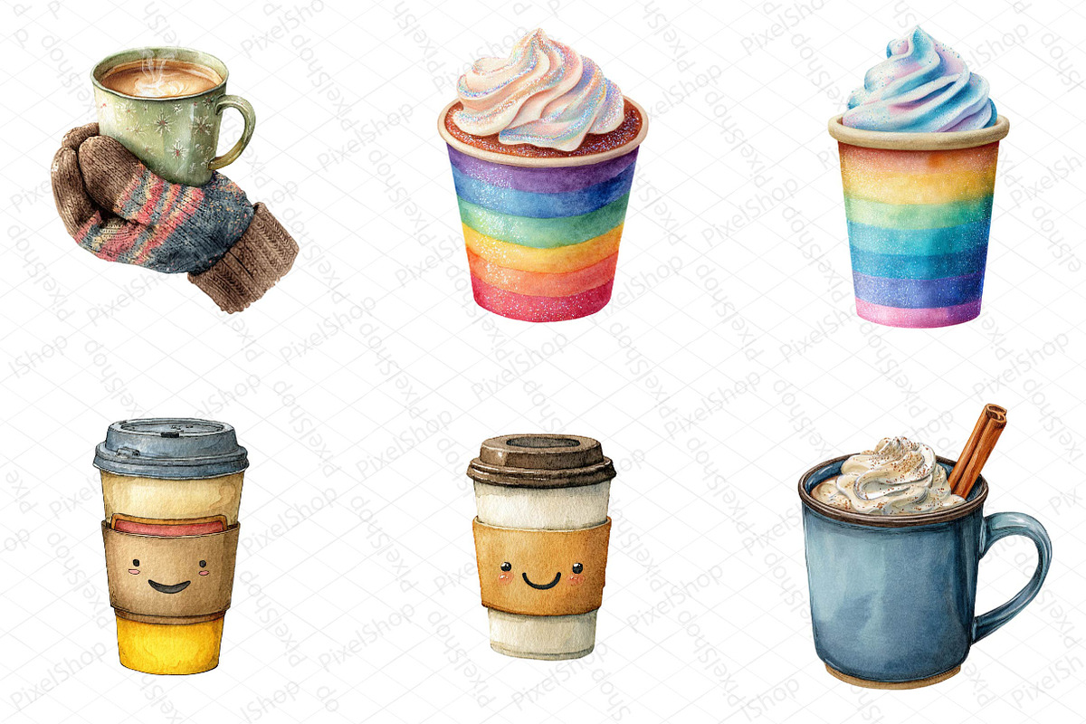 Watercolor Coffee Lover Clipart, an Illustration by DreamPrint404 (Photo 3 of 5)
