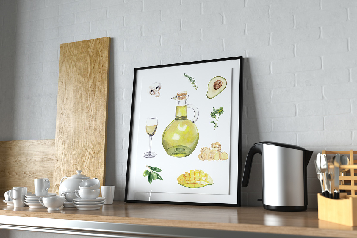 Watercolor cooking & eating clipart, a Food Illustration by Visual Animal (Photo 9 of 9)