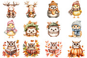 Autumn Cute Animals Clipart, an Illustration by CitraGraphics (Thumbnail 2 of 7)