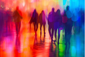 Colorful abstract silhouettes of, an Abstract Photo by Ylivdesign