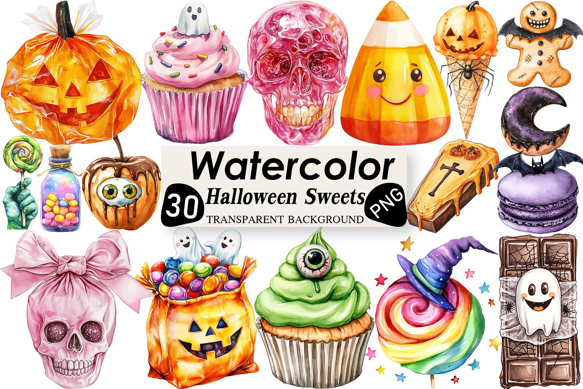 Halloween Sweets Clipart, an Illustration by Black Bird Studio (Photo 1 of 6)