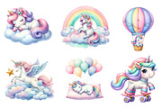 Unicorn watercolor clipart, an Illustration by CreationArt (Thumbnail 3 of 5)
