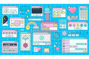 Retro Y2K computer windows pages, a Technology Illustration by Vector Tradition