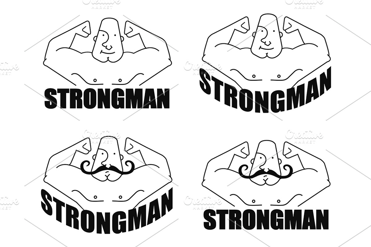 Strongman linear emblem. Vector, a Healthcare Illustration by IMG Visuals